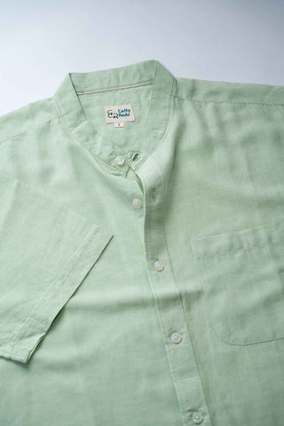 Earthy Route Fresh Green · Half Sleeve Mandarin Collar Shirt