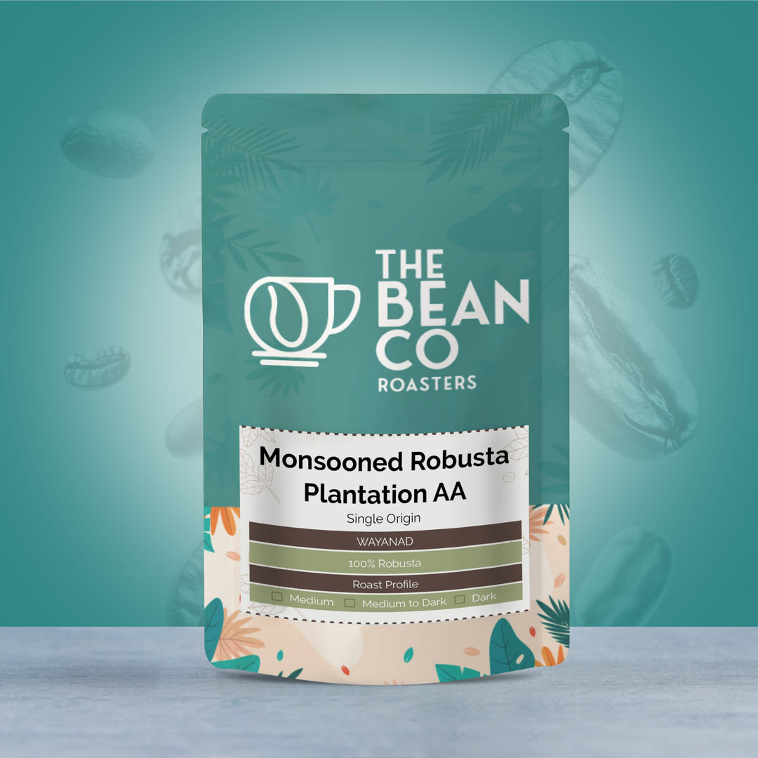 The Bean Co Roasters | Plantation AA Monsooned Robusta Coffee Beans (GI-Tagged), Wayanad Kerala Single Origin | Premium Bold & Full-Bodied | AA Grade 100% Robusta with Rich Aroma & Thick Crema