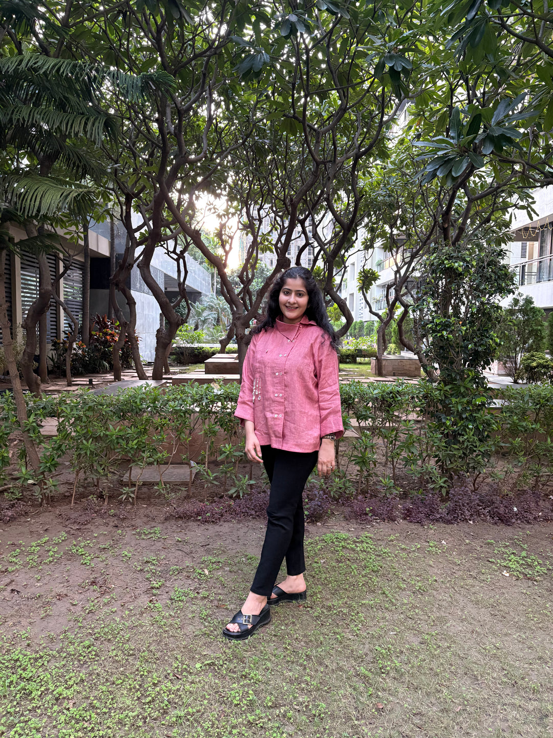 Pink Pearl Linen Shirt