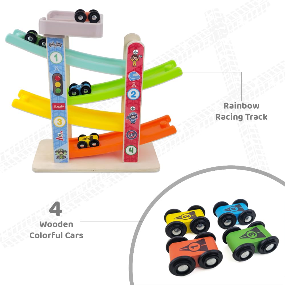Wudly Wooden Car Ramp Racer