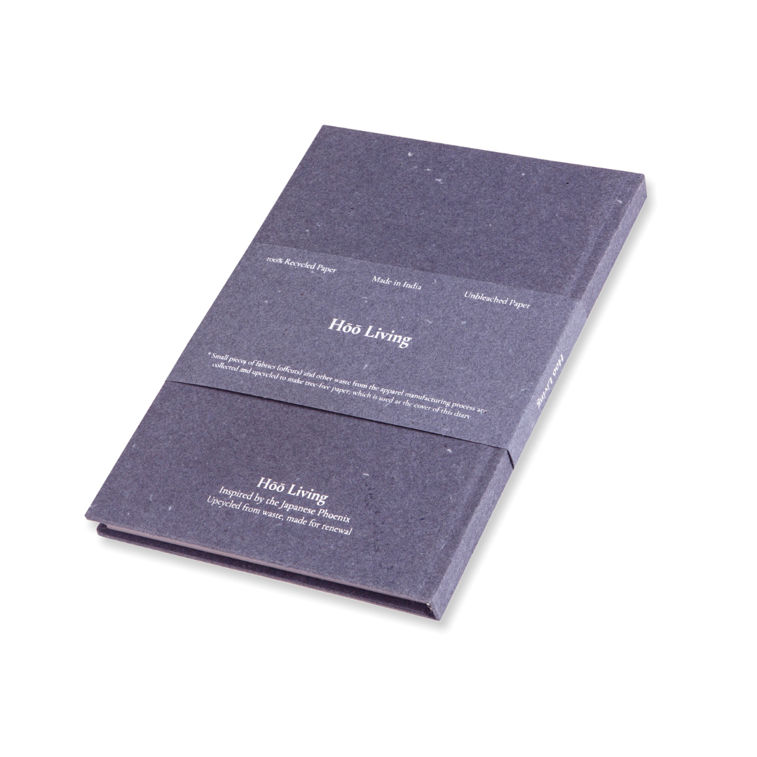 Hōō Living A5 Notebook 160 Pages made from Upcycled Used Sanitary Napkins - Hardback/Upcycled Denim Paper Cover