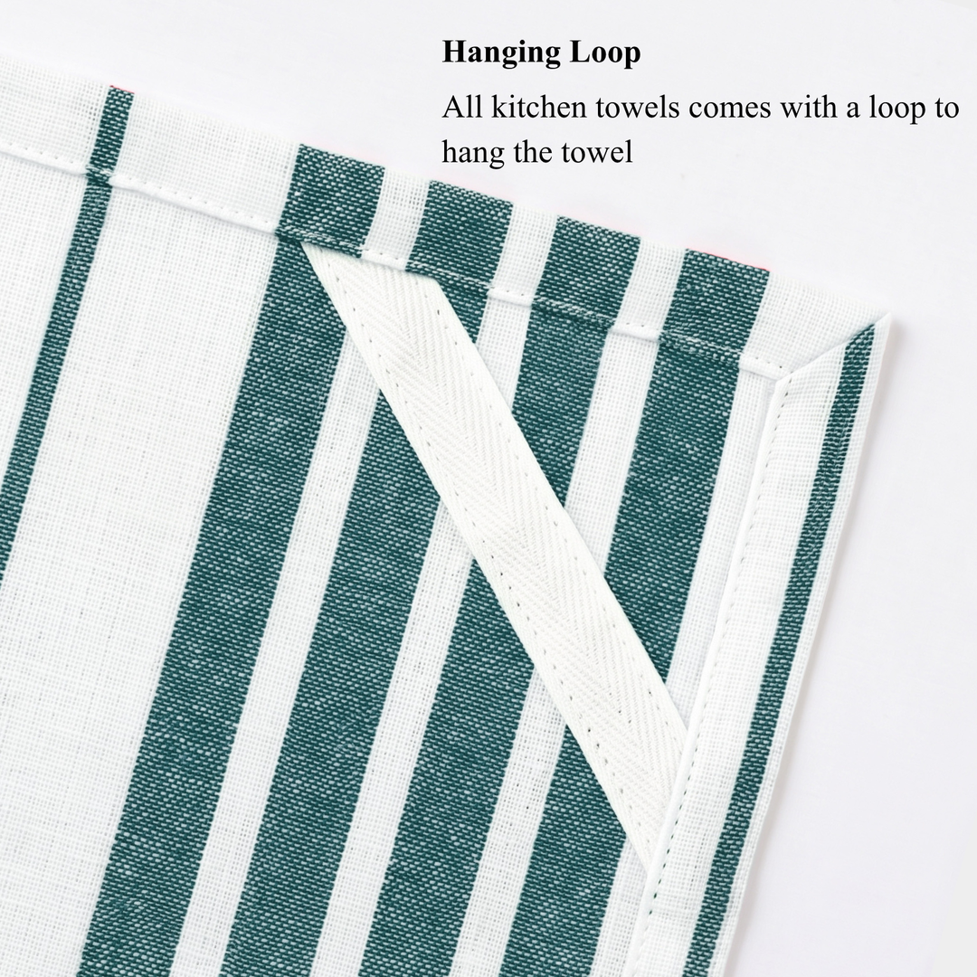 Striped & Checked Cotton Dish Towels ( Set of 3)