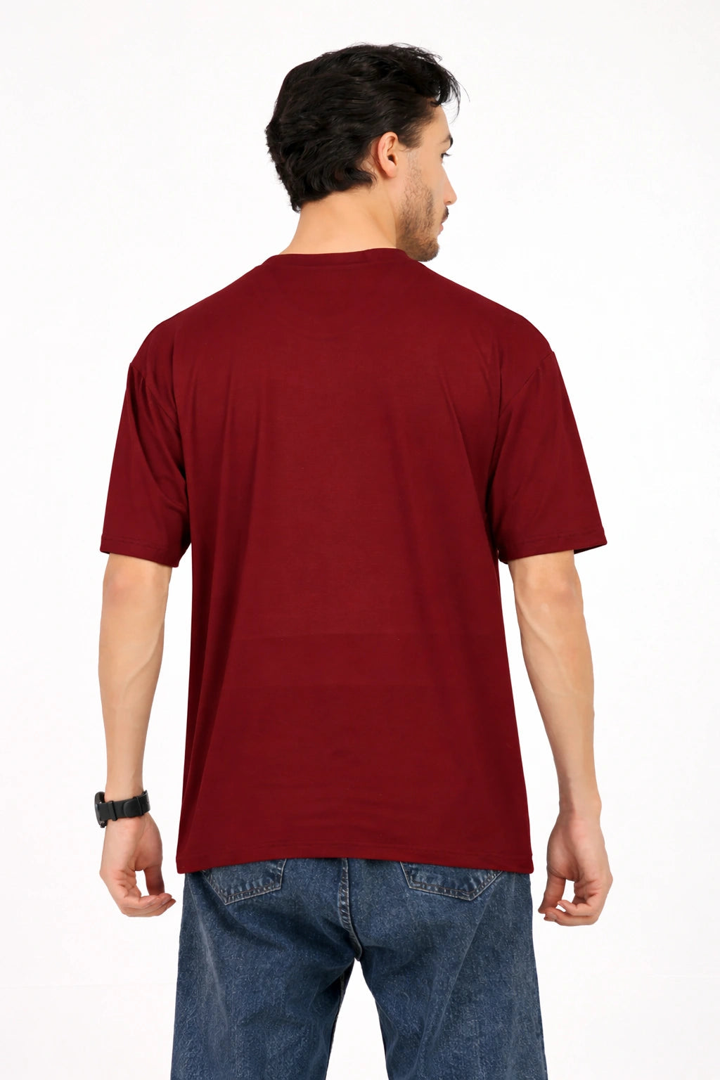Men Oversized Plain Bamboo T-Shirt – Soft, Breathable & Sustainable | Maroon