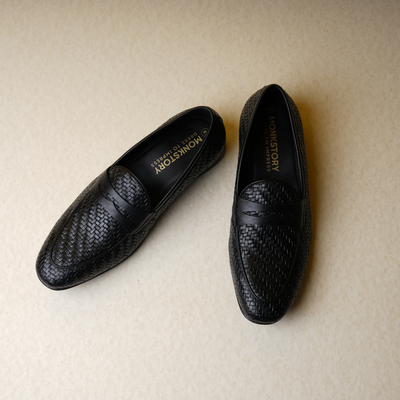 Monkstory Braided Flexi Business Slip-Ons - Black