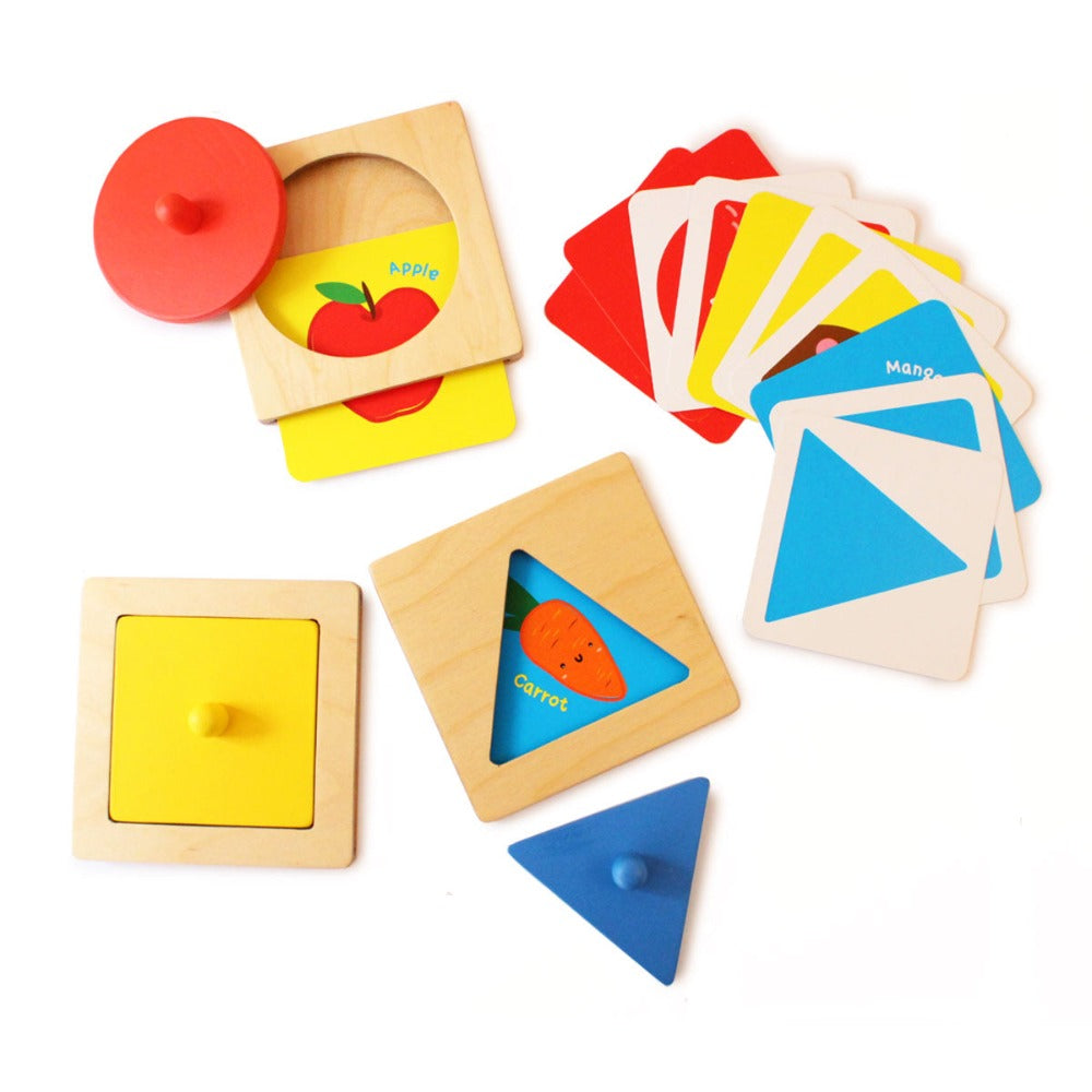 Shumee Montessori Wooden Shapes Peg Puzzle - Set of 3