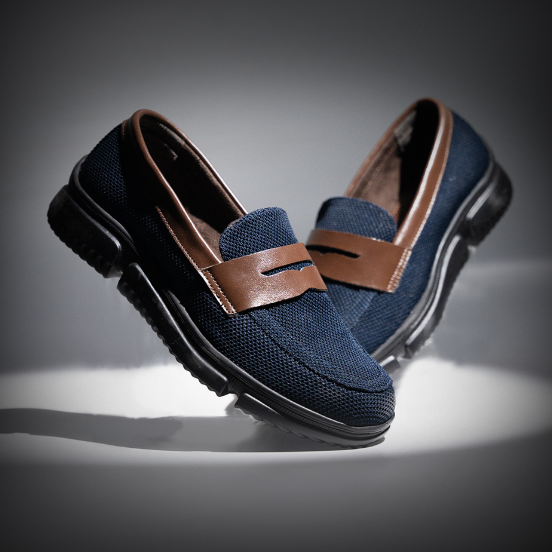 Monkstory Gravity Lift Supreme Comfort Mesh Slip-On Sneakers - Navy & Brown