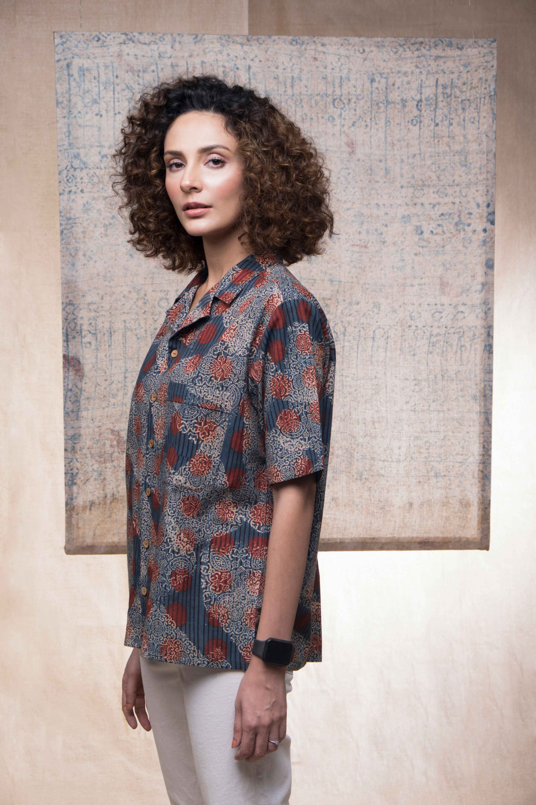 Hand block printed Ajrakh Allover Holiday formal for women