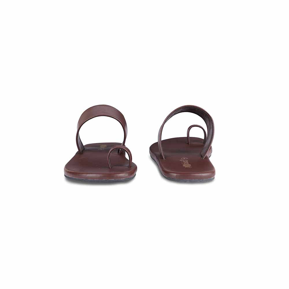Vaana Toe-Ring Vegan Leather Slides for Men (Dark Brown)