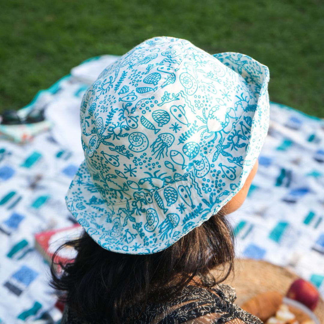 Ecokari Blue Marine Sea Printed Bucket Hat