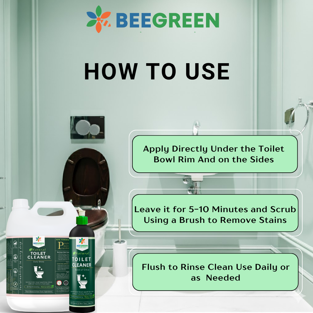 BeeGreen – Natural Toilet Cleaner - Herbal & Natural Ingredients, Eco Friendly, Biodegradable, Safe for Kids & Pets, No Chemicals, SLS Free, Green Cleaner