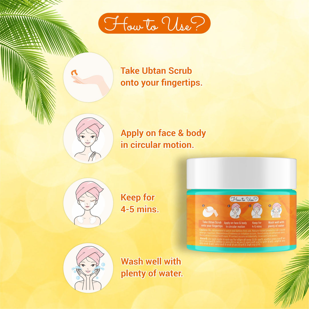 Nutrainix Organics Ubtan Radiance Revival Scrub - Ayurvedic Tan Eraser & Glow Booster for Face + Body - 200 gm