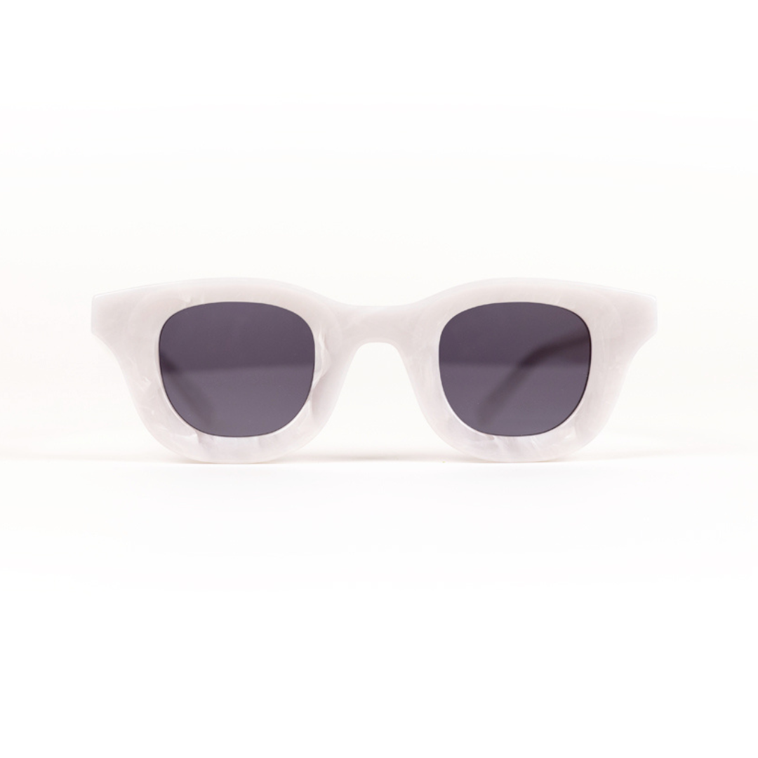 Monkstory MonkStory Thick Acetate Unisex Sunglasses - Marbleous White