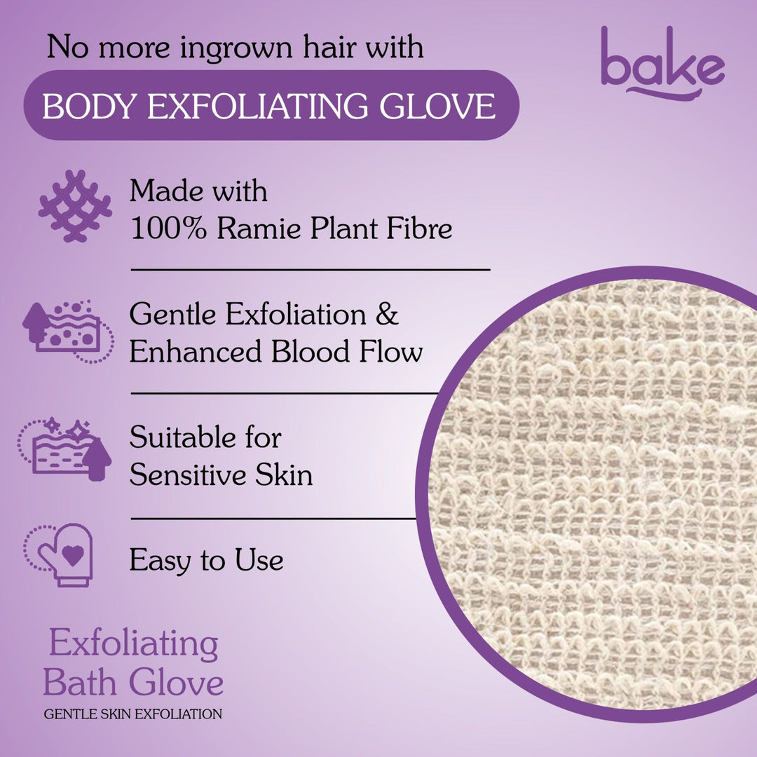 BAKE Exfoliating Bath Glove with Ramie plant Fibre Pack of 2
