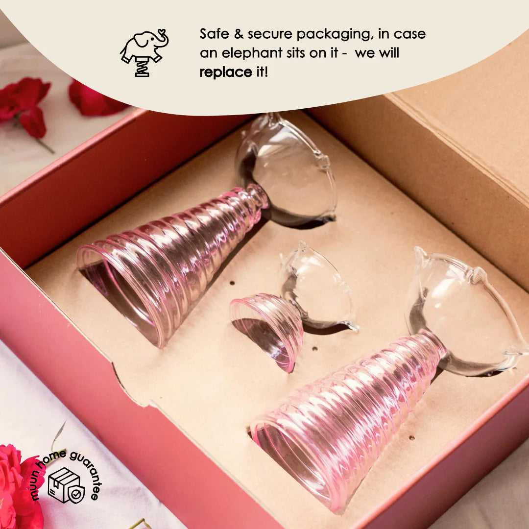 Muun Home Glass Diya Gift Box - Two Tall Diya + Short Diya