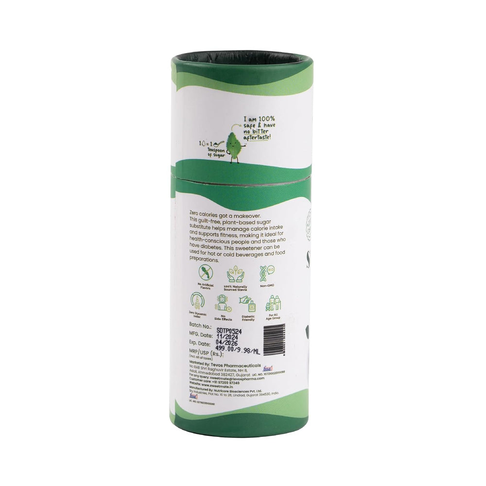Sweetmate Stevia Drops (50ml, 1000 Drops) - Stevia Leaf Extract Natural Sugar Free Stevia Drops