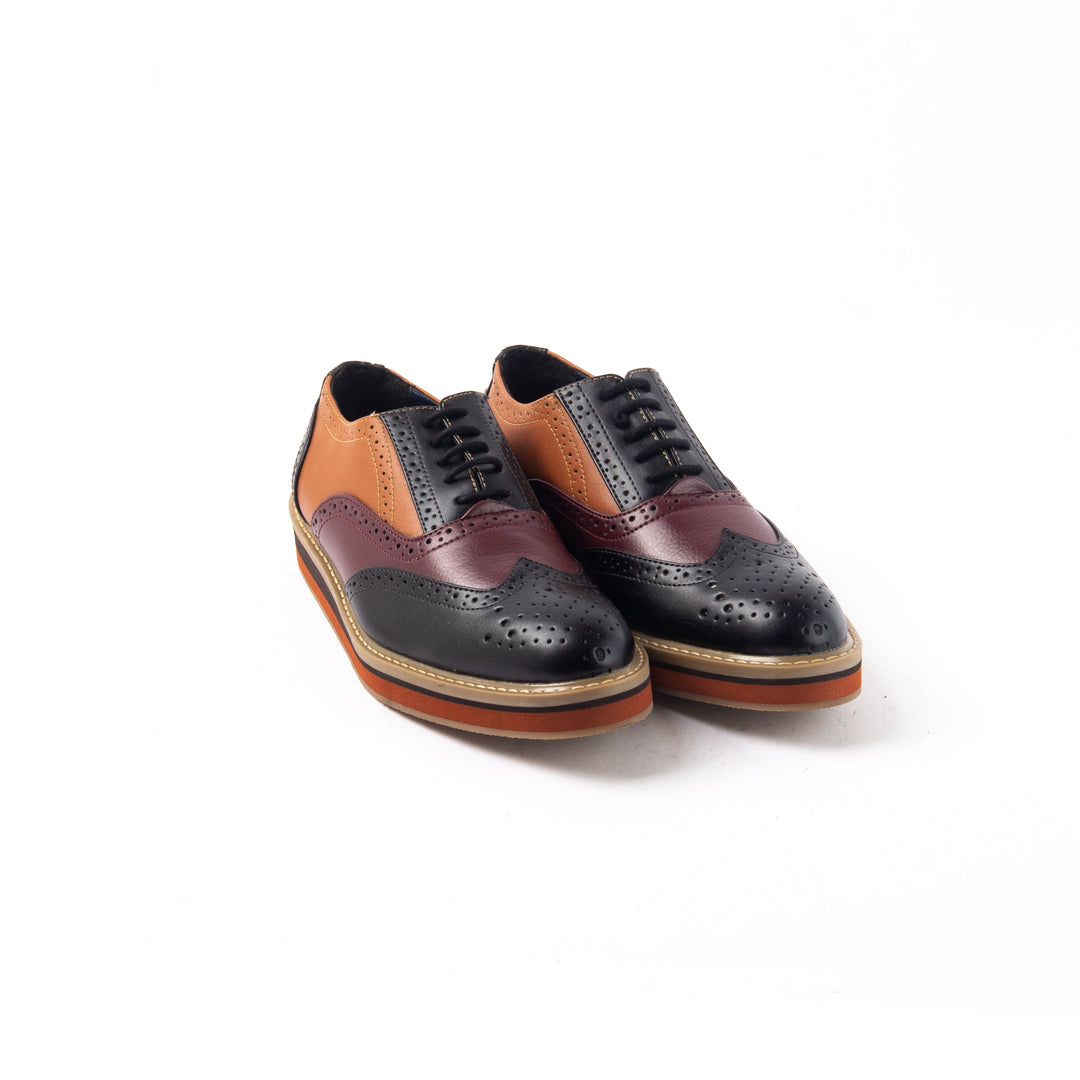 Monkstory Beverly Tricolour Brogues - Black