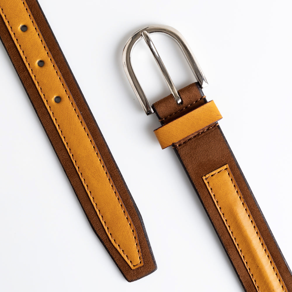 MonkStory Dual Color Classic Mens Belt - Brown / Tan