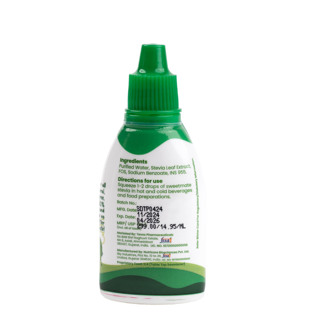 Sweetmate Stevia Drops 400 Drops Per Pack Plant Based Sweetener