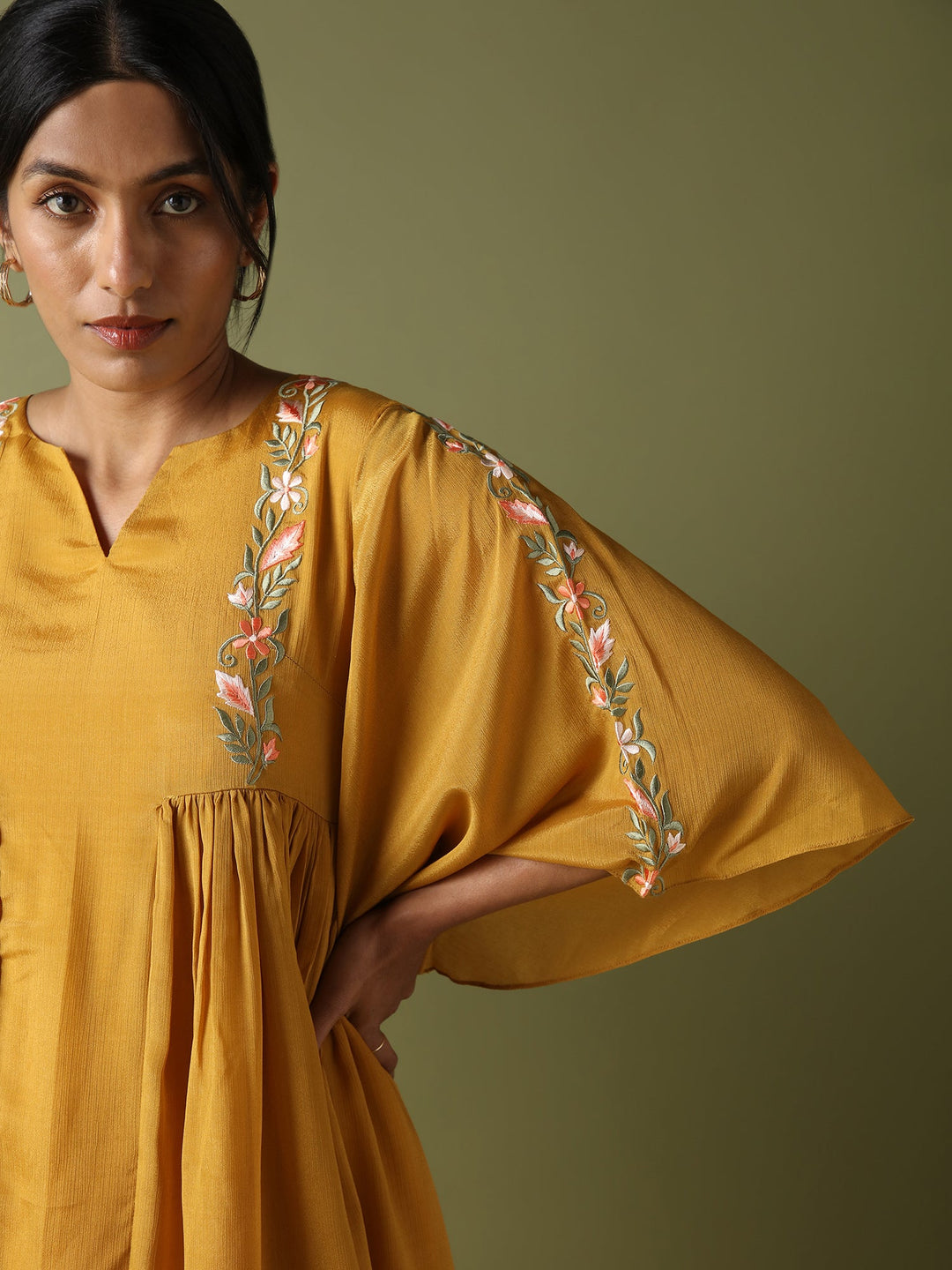 Dhwani Choksi Embroidered Tunic - Mustard