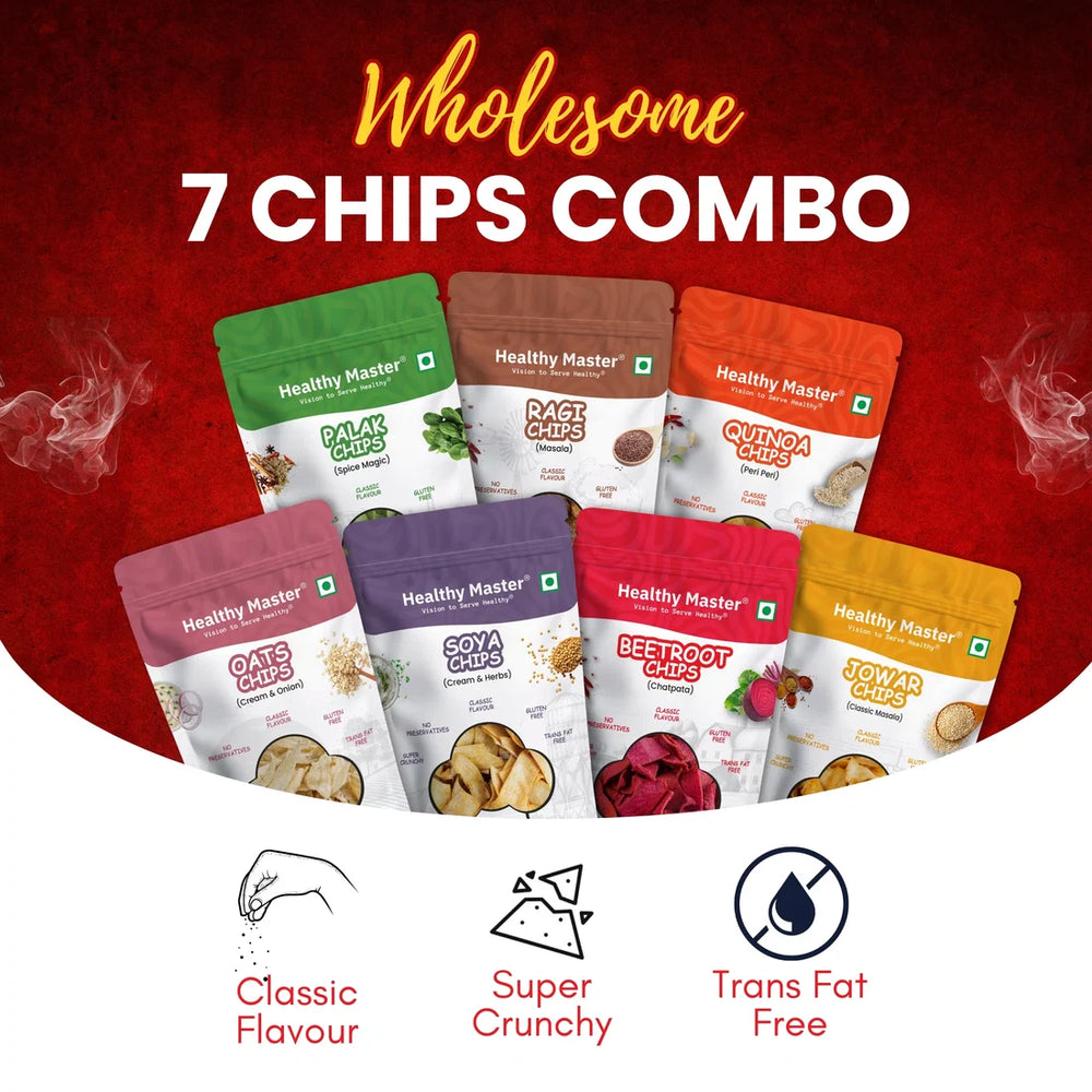 Healthy Master Light and Crispy Chips Combo (210gm) 30g Each (Pack of 7)