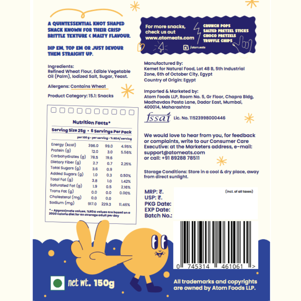 Atom Eats Salted Large Knot Party Pack | 150g Pack by Atom Eats