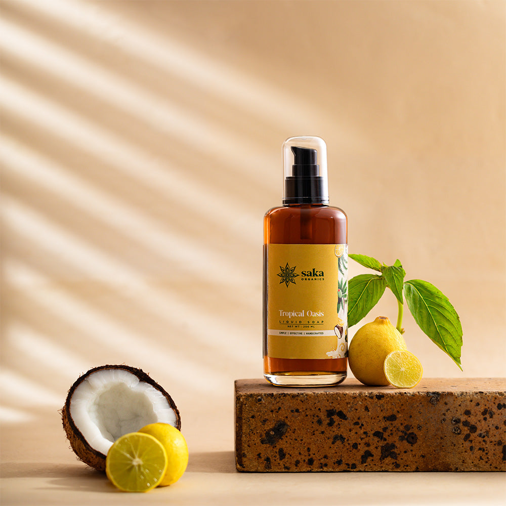 Saka Organics - Tropical Oasis | Handmade Liquid Soap with Moisturizing Gel | Natural Spa Gel for Normal Skin (200ml)