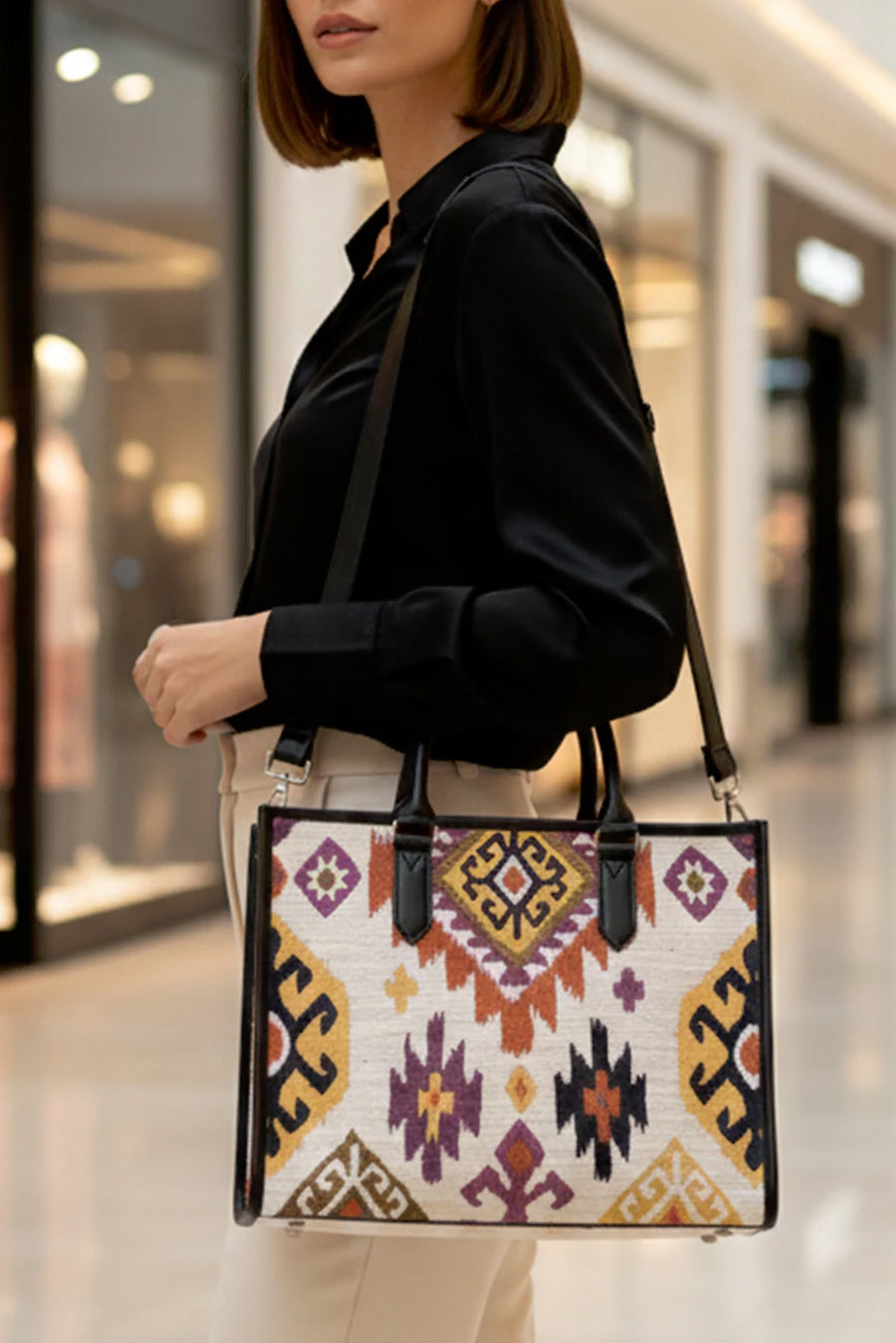 Charlotte Handloom Box Tote Bag