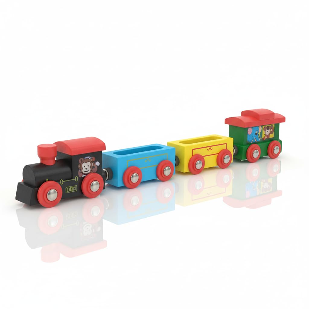 Wudly Wooden Little Magnetic Train Set (1 Random Set)