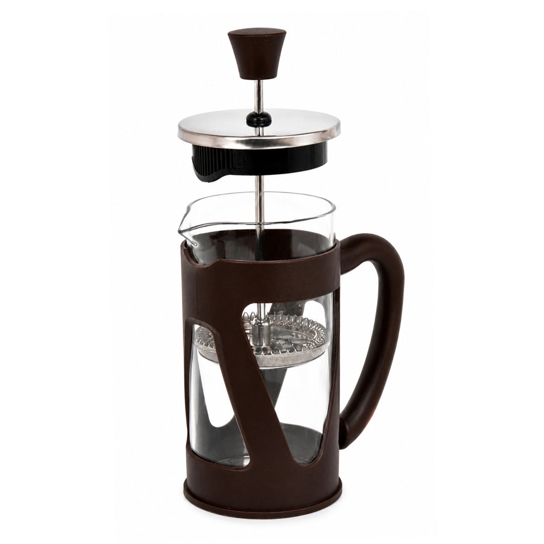 The Bean Co Roasters French Press Coffee Maker - 350 ml | Heat Resistant Borosilicate Glass | Stainless Steel Plunger with Reusable Mesh Filter | Dark Brown