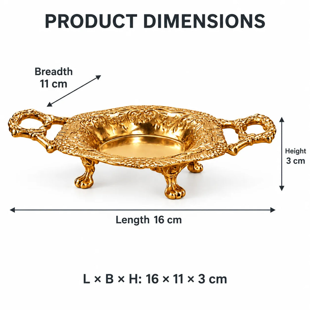 Alankaar Brass Trinket Tray | Flourish Multi-Use Tray Limited Edition | Gold Finish