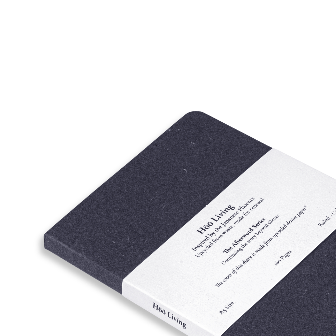 Hōō Living A5 Notebook 160 Pages made from Upcycled Used Sanitary Napkins - Paperboard/Upcycled Denim Paper Cover