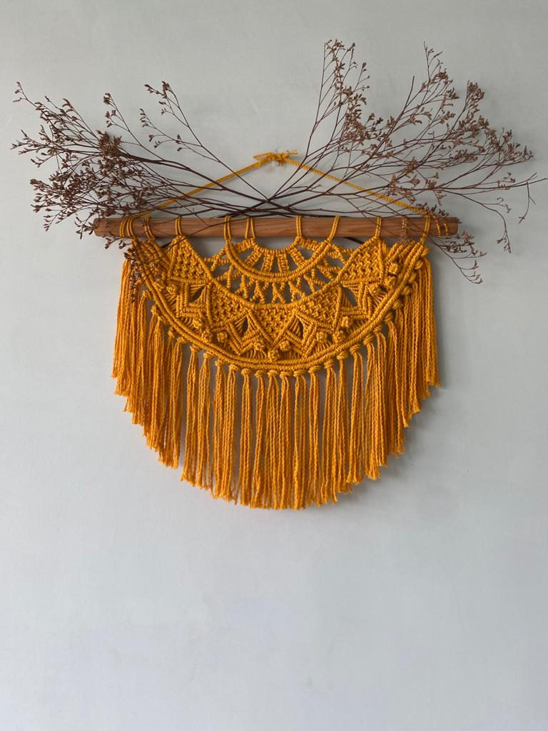 Macrame Half Moon Mandala Wall Hanging Colour Mustard