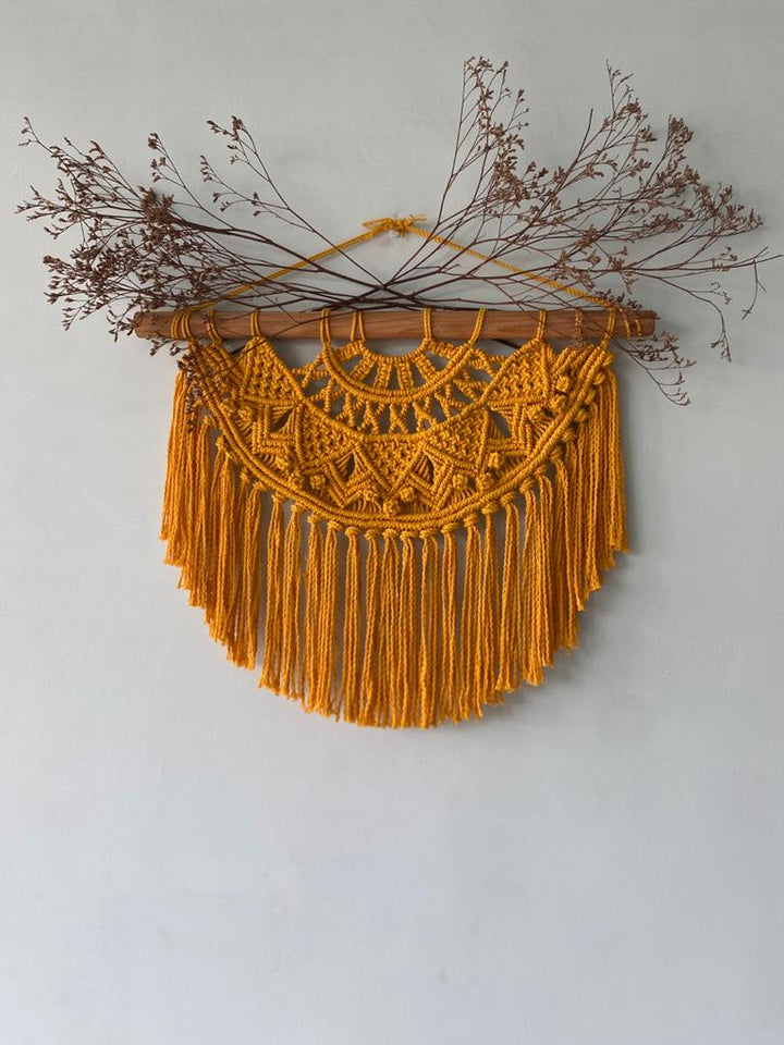 Macrame Half Moon Mandala Wall Hanging Colour Mustard