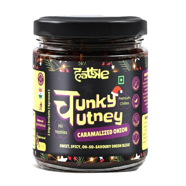 Hattke Chunky Chutney - Caramalized Onion 175g | Homemade Caramelised Onion Chutney (Pyaaz ki Chutney) | 100% Natural Ingredients | Limited Edition