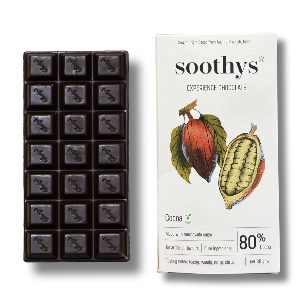 Soothys 80% Dark Vegan Chocolate Bar | Classic | 88 g