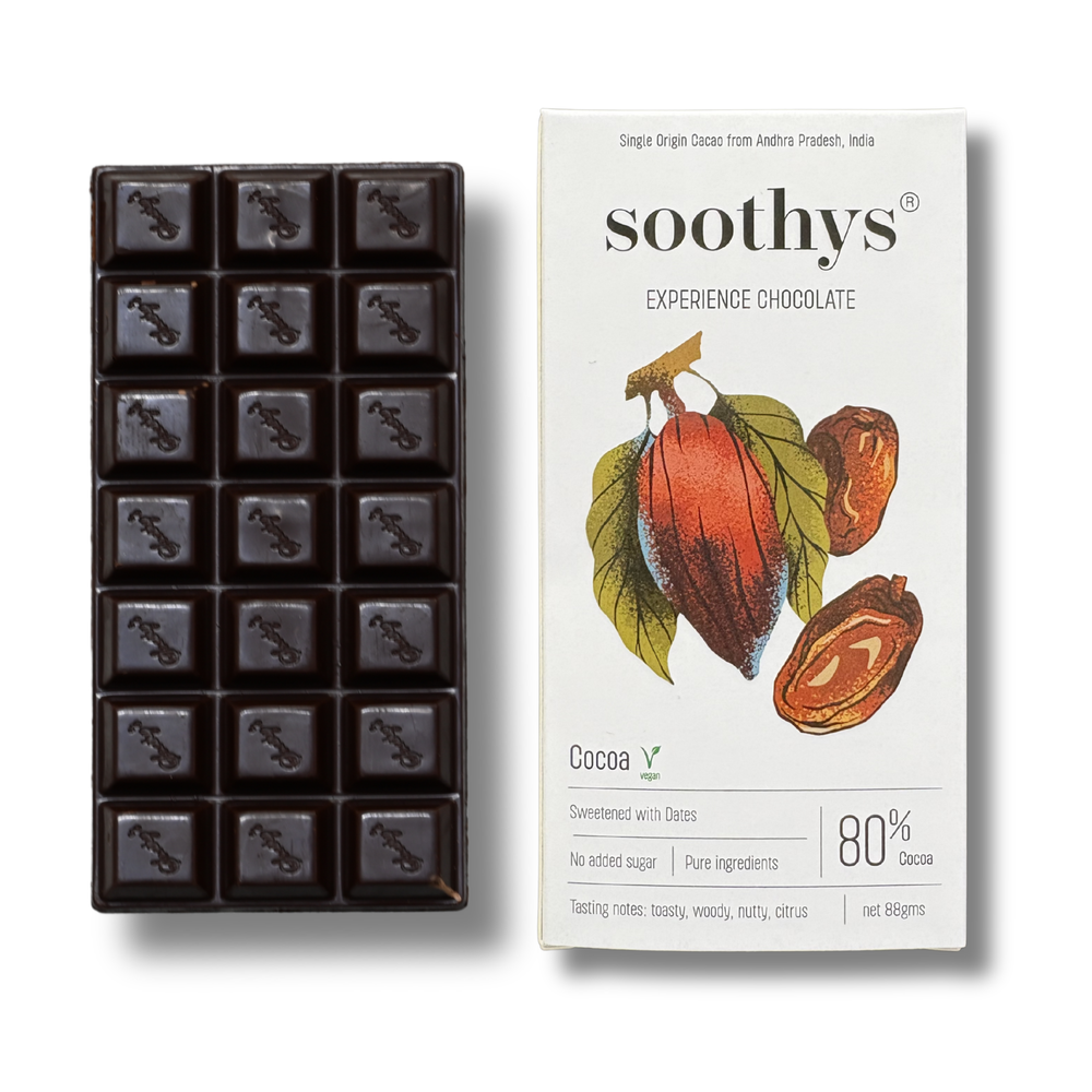 Soothys 80% Dark Vegan Chocolate Bar | Date Sweetened | 88 g