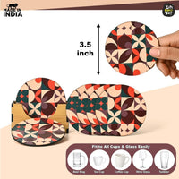 Gift Kya De Coaster Set of 6 Modern Art Design | Wooden Coasters to Serve Tea Cups, Coffee Mugs and Glasses