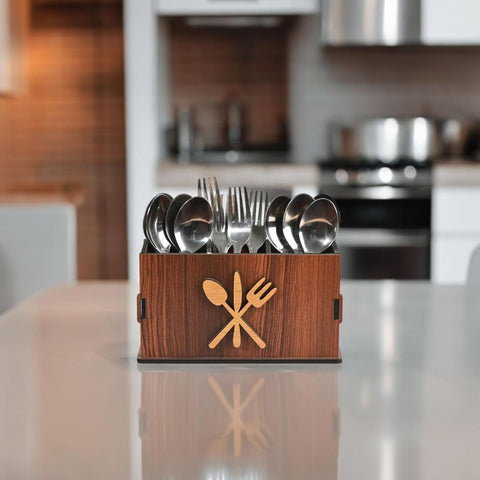 Gift Kya De 3 Compartments Cutlery Stand for Kitchen & Dining Table | Spoon, Knife & Fork Holder, Cutlery Organizer