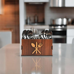 Gift Kya De 3 Compartments Cutlery Stand for Kitchen & Dining Table | Spoon, Knife & Fork Holder, Cutlery Organizer