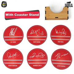 Gift Kya De Cricket Themed Coaster Set of 6 with Proper Coaster Stand | Perfect For Tea And Coffee Cups