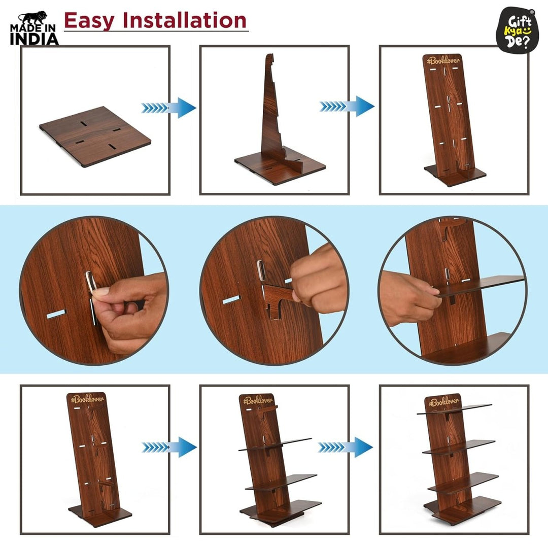 Gift Kya De Wooden Bookcase For Home & Office | Space Saving Book Rack | Freestanding Books Holder (DIY)