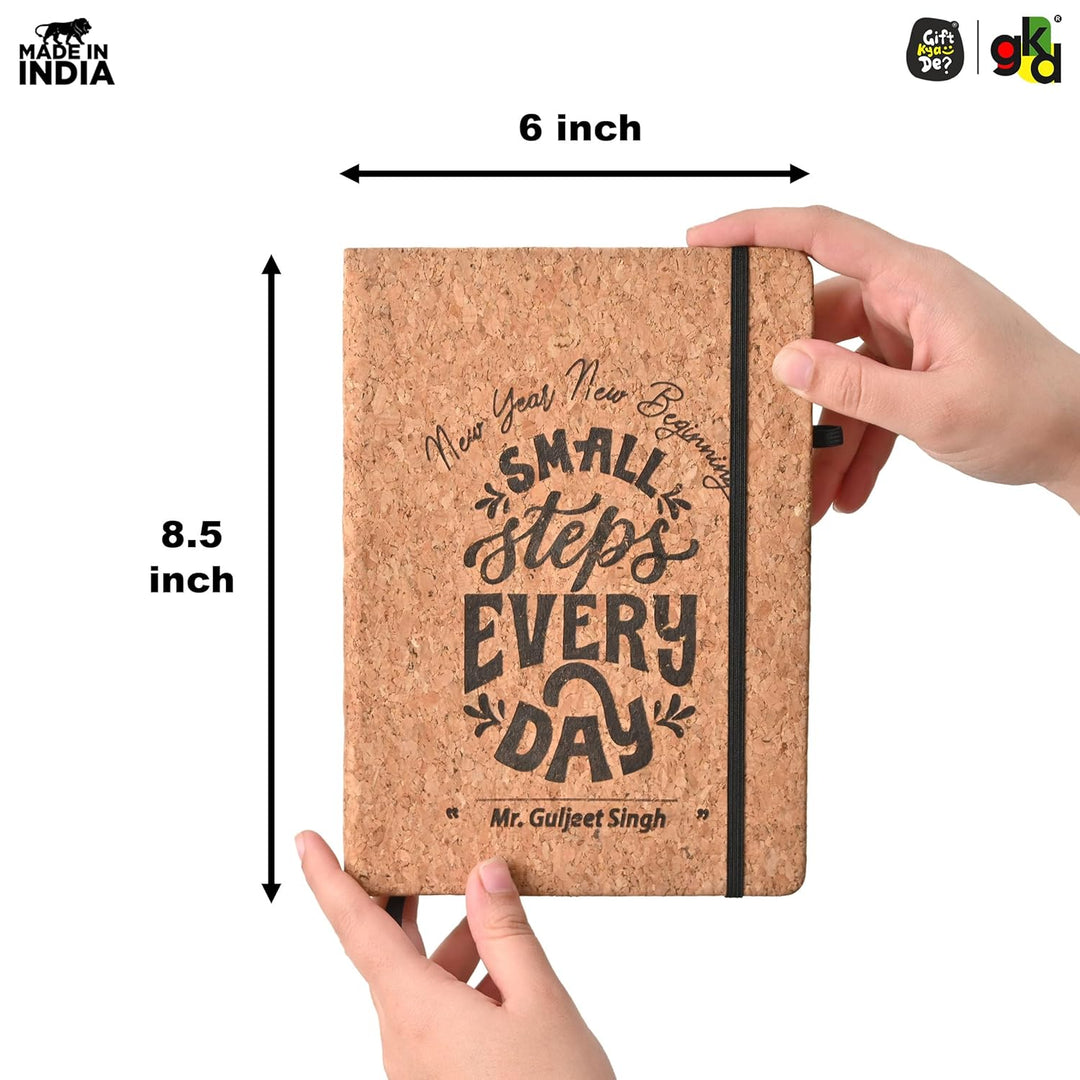 Gift Kya De Eco-Friendly Cork Diary with Pen Holder | 190 Pages | Motivational Quote & Personalized Name Option