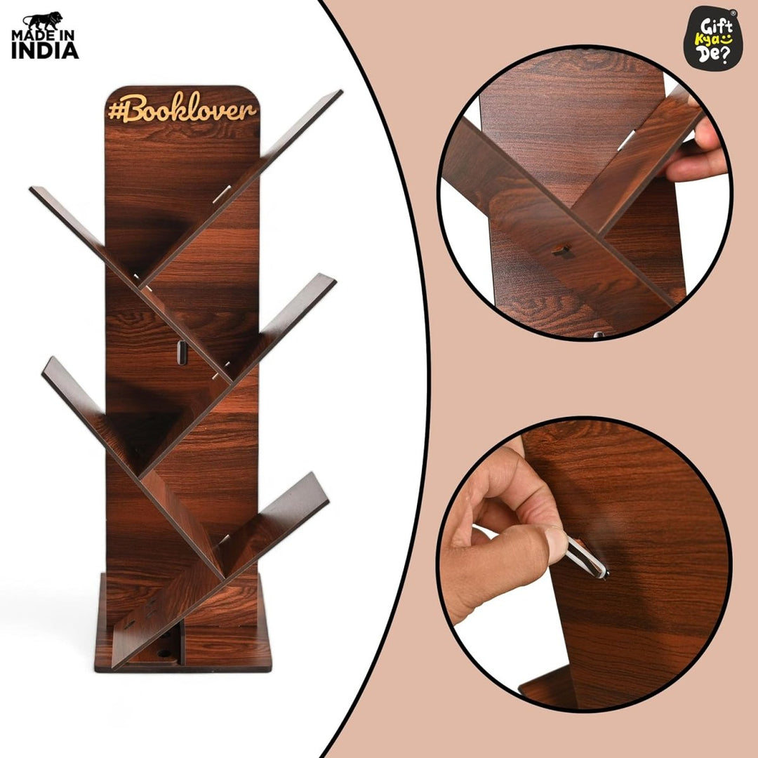 Gift Kya De Wooden Bookcase For Home & Office | Space Saving Book Rack | Freestanding Books Holder (DIY)