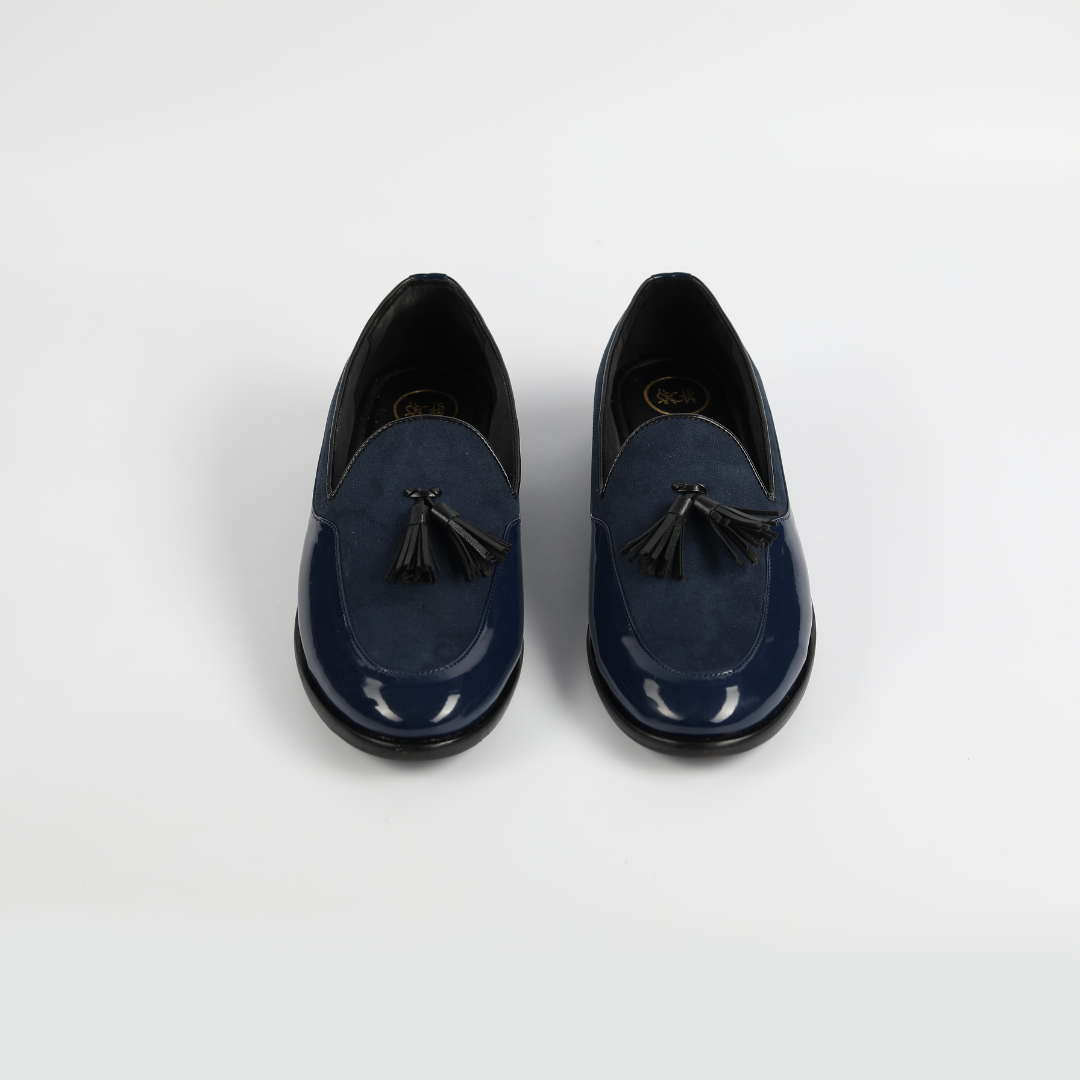 Monkstory Magnificos Patent With Suede Tasseled Slip Ons - Blue
