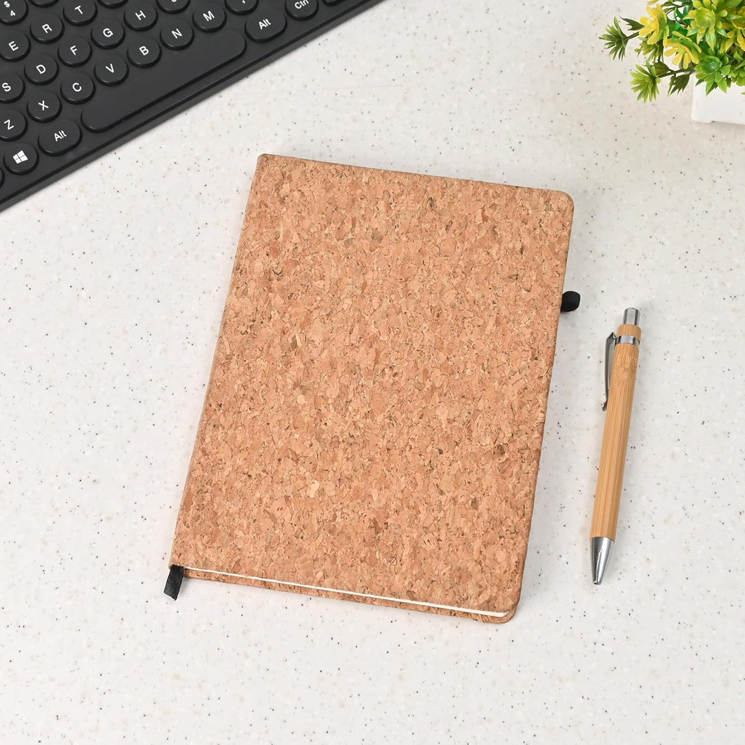 Gift Kya De Eco-Friendly Cork Diary with Pen Holder | 190 Pages | Motivational Quote & Personalized Name Option