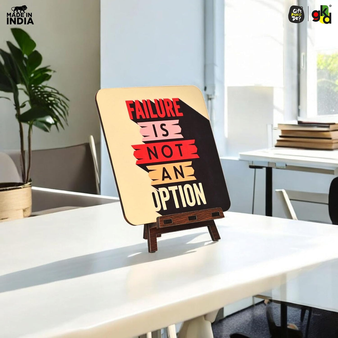 Motivational Table Top Frame for Desk | Inspirational Quotes for Office, Study, Home Decor | 6 Variants | Wooden Frame with Stand