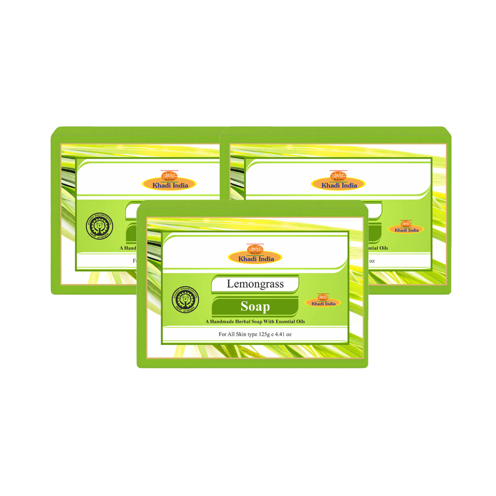 Khadi Care Herbal Lemongrass Soap - Pack of 3 125 gm  each