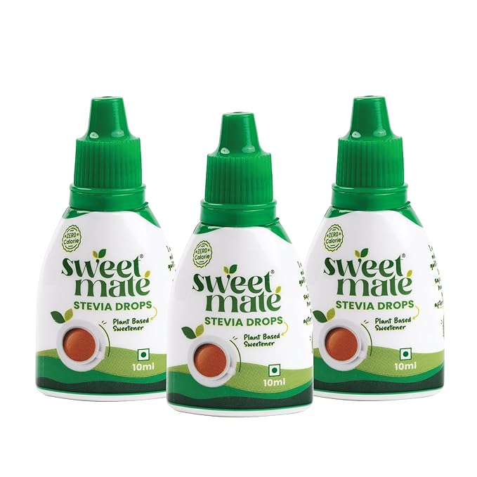 Sweetmate Stevia Drops | Plant-Based Sweetener | 10 ml x 3, 200 Drops