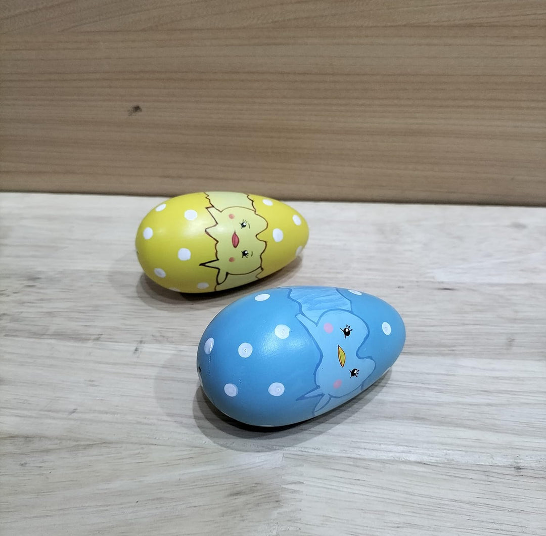 Channapatna Toys Wooden Egg Shakers, Set of 2 - Colourful Musical Instrument Rattle Toy for Baby and Kids (0-3 Years) - Non-Toxic, Hold and Shake Toy - Discover Sounds, Develops Sensory Skills