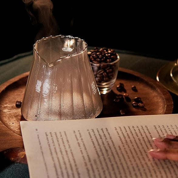 The Bean Co Roasters Pour Over Coffee Brewer Maker Set | Borosilicate Glass serving Carafe| Coffee Dripper with Wooden Base